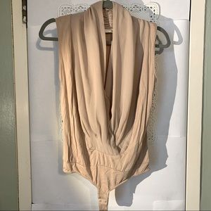 Tan Eva Mendes Body Suit Blouse